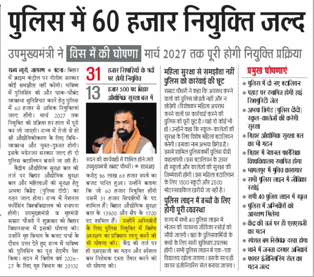 Bihar Police Constable New Vacancy 2026 online apply