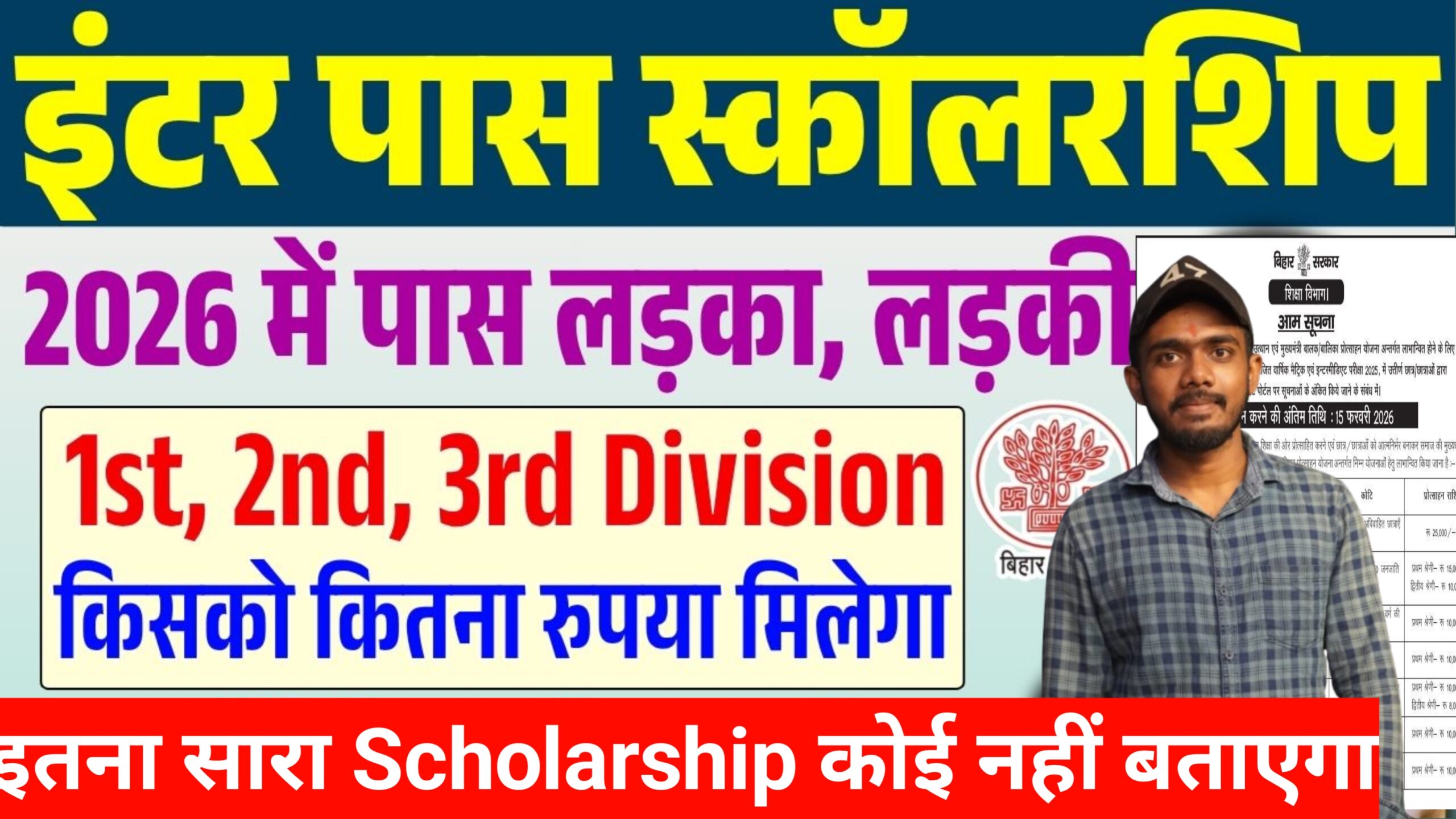 bihar board inter pass scholarship 2026
