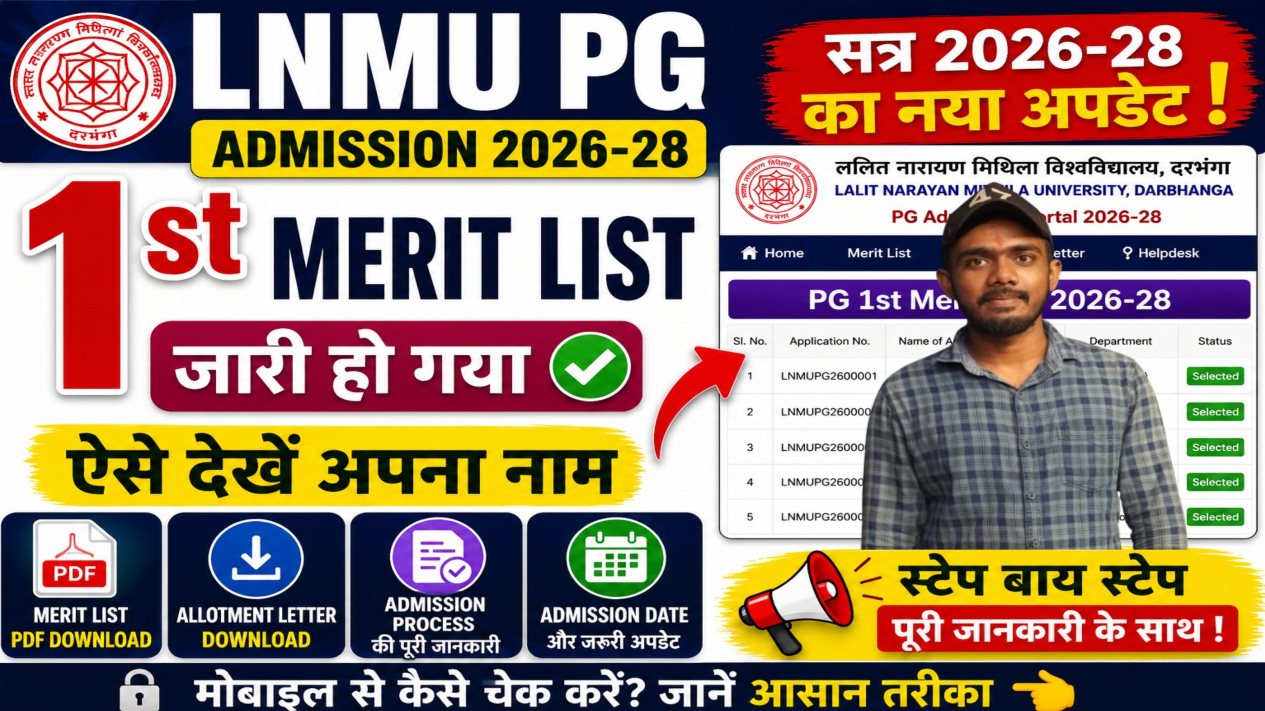 LNMU PG 1st Merit List 2026-28