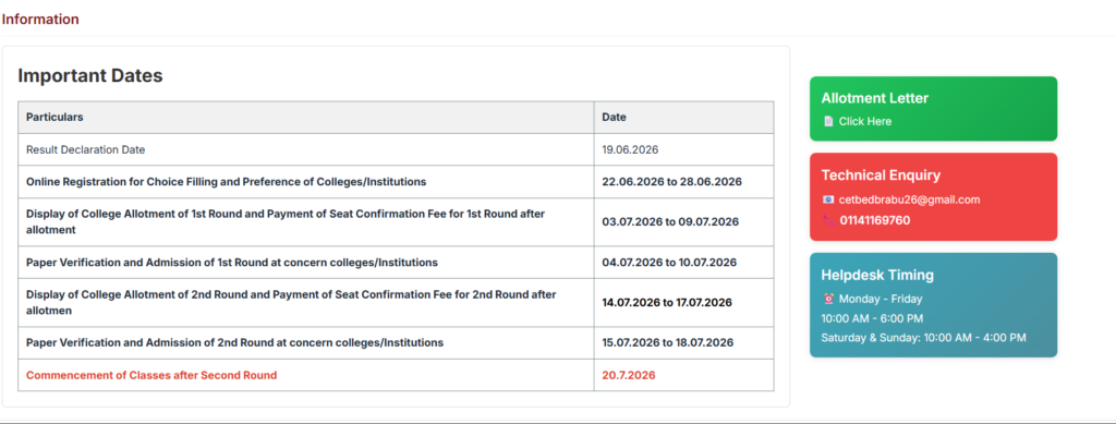 Bihar Bed Entrance Exam 1st Merit List 2026-28